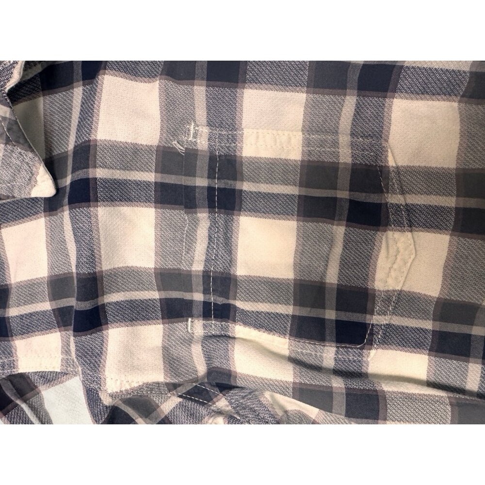 Carhartt Men’s XL Plaid Flannel Shirt Long Sleeve Button Up Work Blu/cre Cotton - Picture 4 of 8